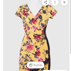 Almost Famous Yellow Floral Asymmetrical Dress